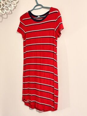 Garage Red Striped Short Sleeve T-Shirt Dress